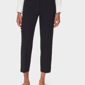 kate spade new york Checking In Black Lace Trim Cigarette Pant, Size 0, 2, 4